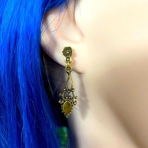 Vintage Pendant Earrings with Flower Detail